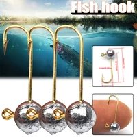 10 pcs weighted fishing hooks barbed tiny jig hooks with round drop hook bait fish hook for small fish 8 fishing accessories