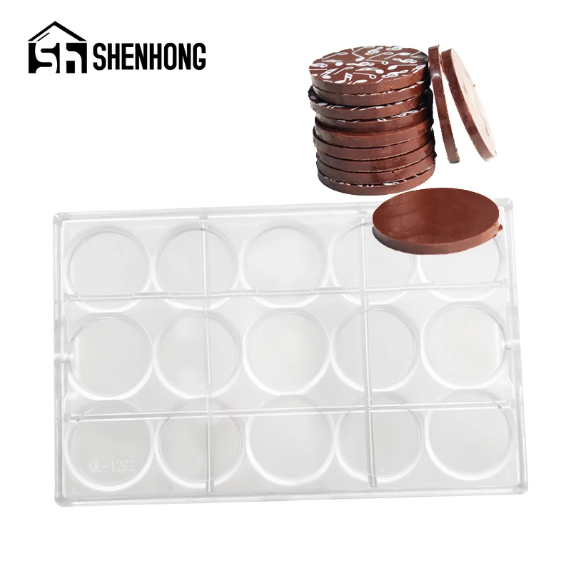 

SHENHONG 15 полости Монета Форма выпечка кондитерских изделий Инструменты из поликарбоната шоколадная форма конфеты PC Пластиковые формы кухонн...
