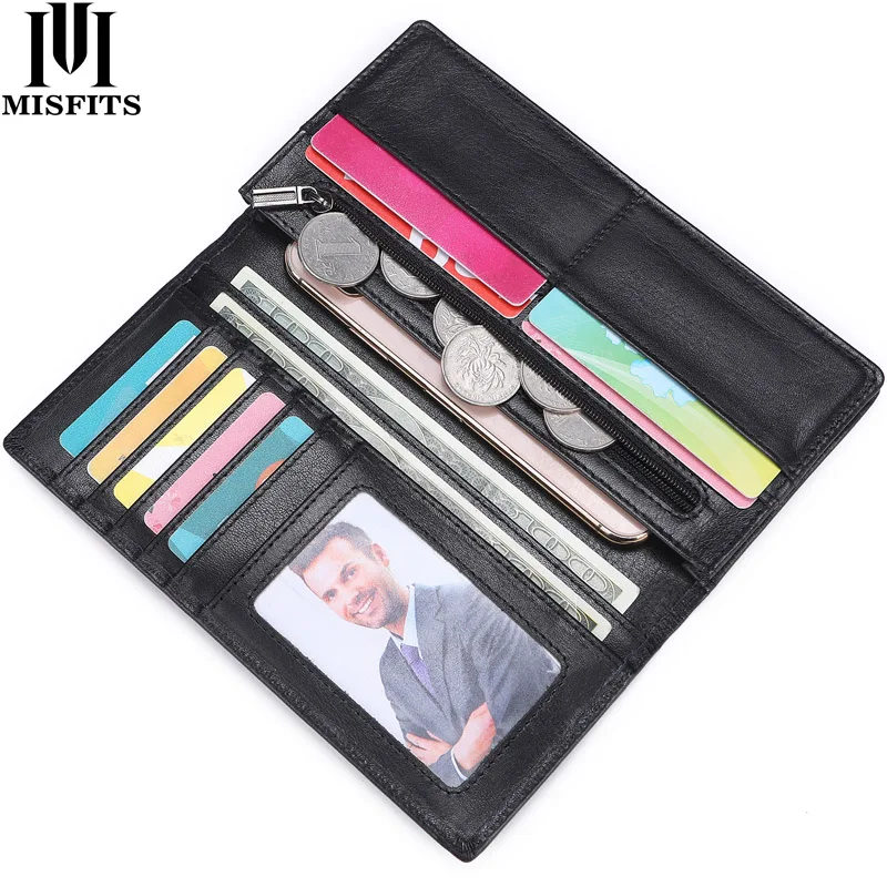 Длинный кошелек MISFITS мужской из натуральной коровьей кожи повседневный клатч на