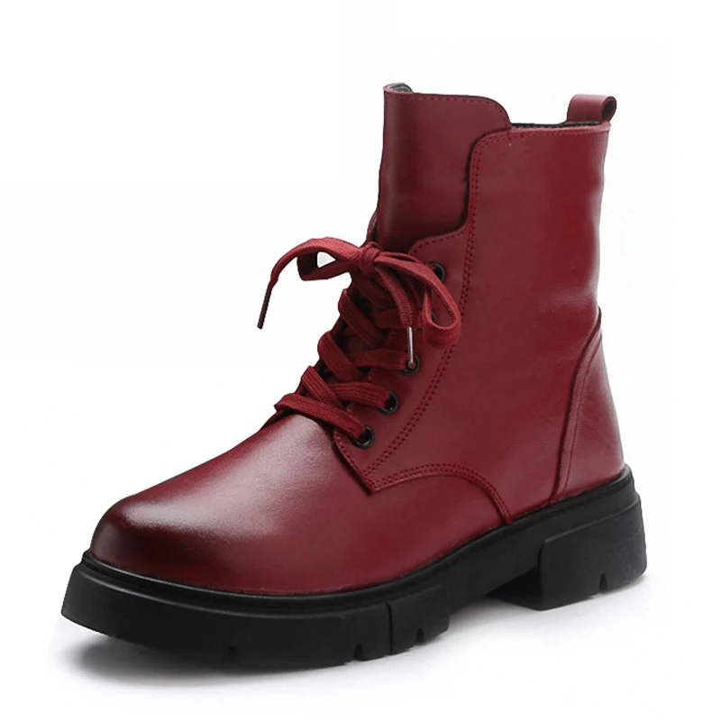 

Женские ботильоны на платформе, элегантные удобные ботинки из натуральной воловьей кожи, теплые зимние ботинки до щиколотки, 2021