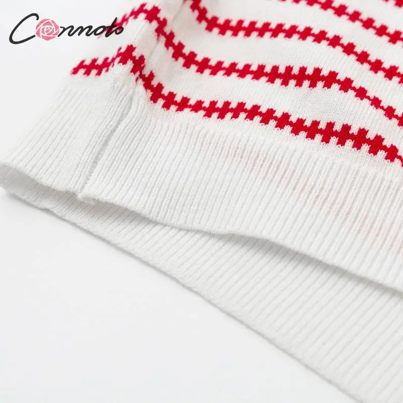 Conmoto модное женское красное Полосатое Трикотажное короткое платье на бретельках