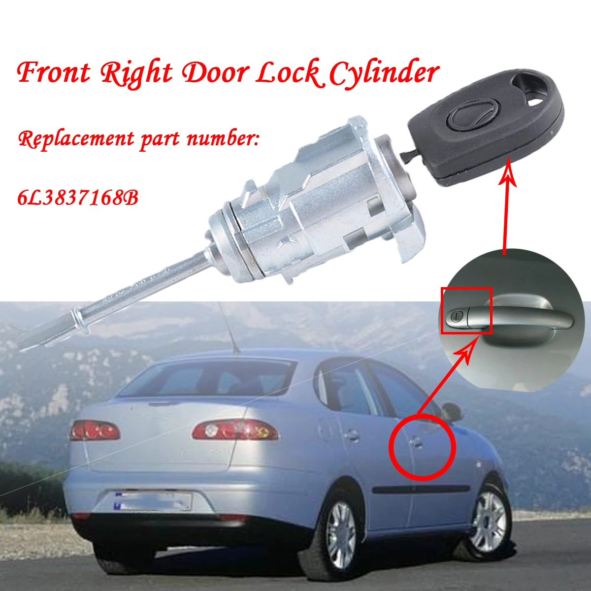 

Front Right Door Lock Cylinder Relacement 6L3837167B for Seat Cordoba Ibiza III