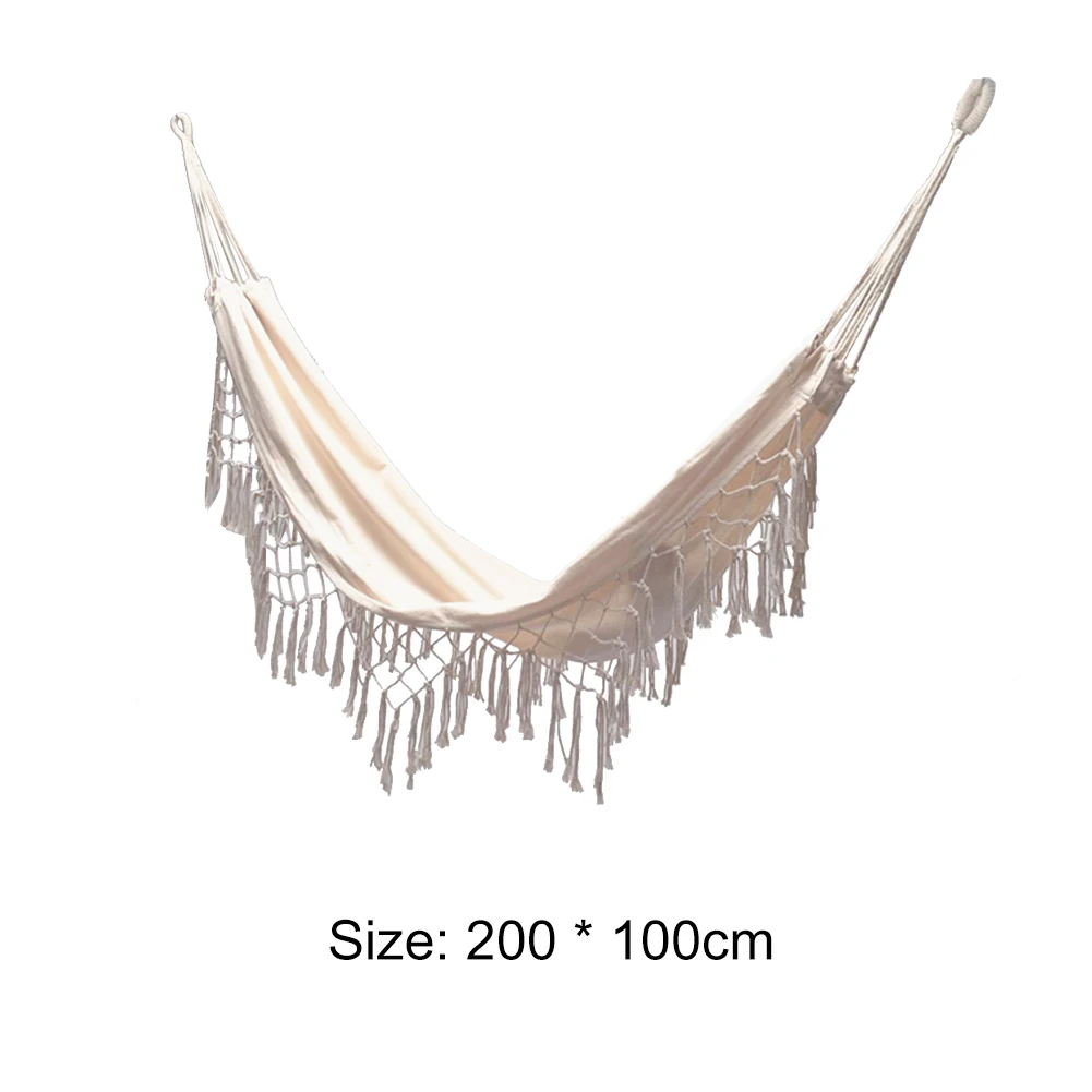 

Camping Pure Double Hammocks Canvas Tassel Sleeping Outdoor Backyard Swing Beds for Home Garden Laying Accessories