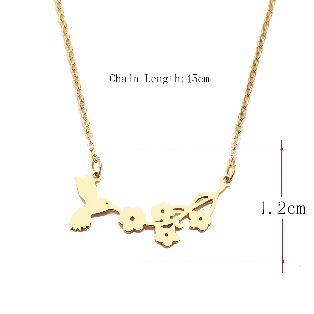 

2021 Stainless Steel Animal Bird Necklace Landscape Bird on Branch Statement Necklaces Women Collar Accessories Jewelry