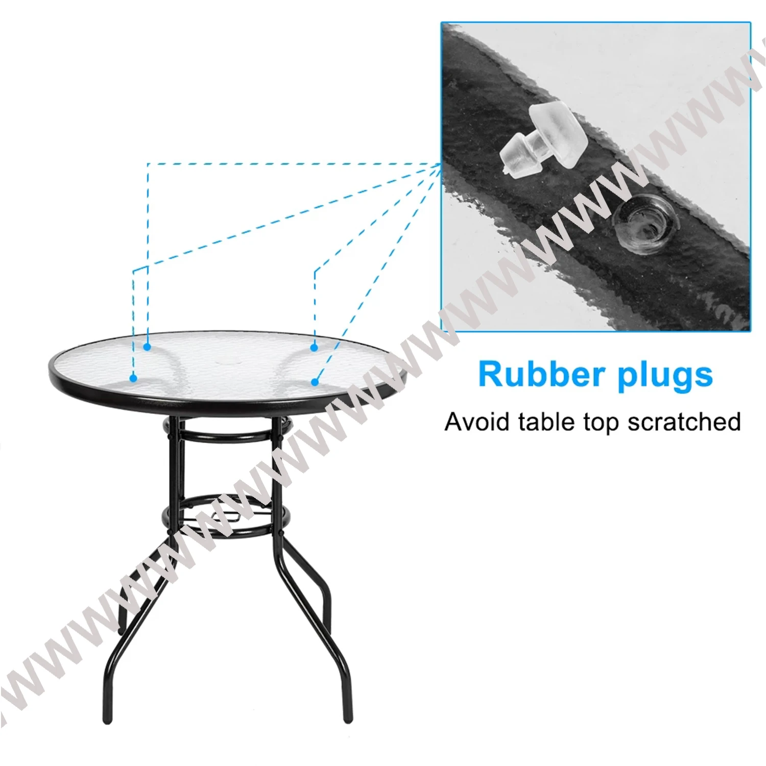 Стол для бистро со стеклянной столешницей и зонтичным отверстием Круглый