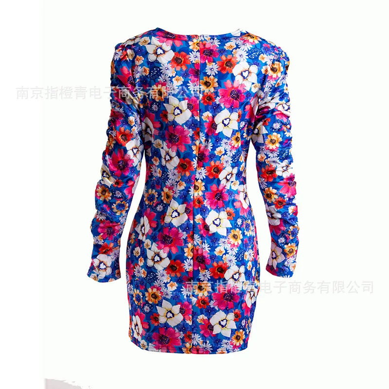 

Dress Long Sleeve Printed Trend Short Skirt Autumn Floral Dress
