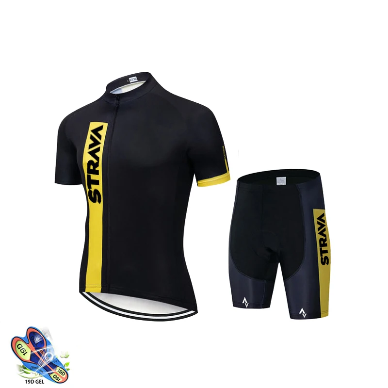 

2021 STRAVA Quick Dry Summer Cycling Jersey Set Men Breathable Team Racing Sport Bicycle Jersey Cycling Clothing MTB Bike Jersey
