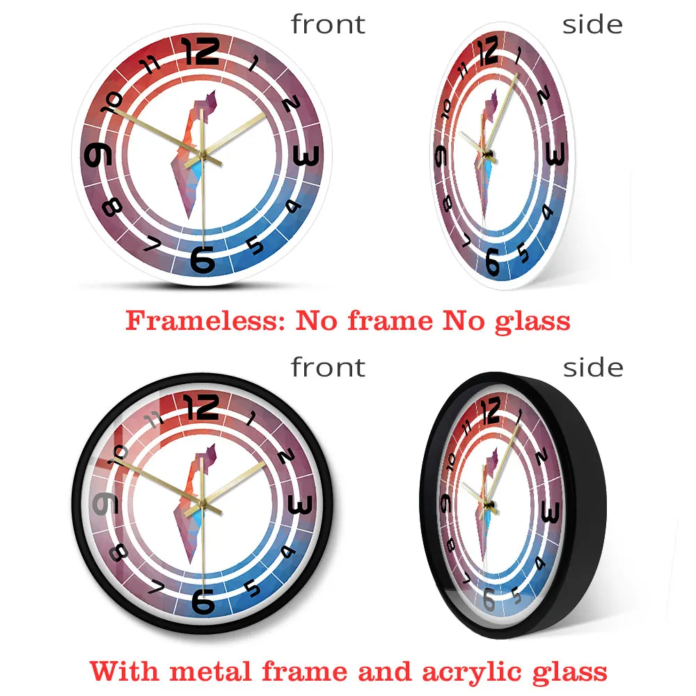 Разноцветные Израиль закругленные знаки с картой патриотические настенные часы