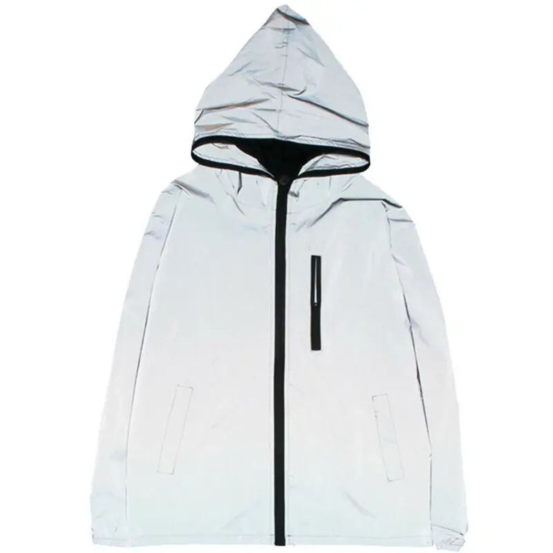 Мужская водонепроницаемая куртка с капюшоном серебристая ветрозащитная рукавом