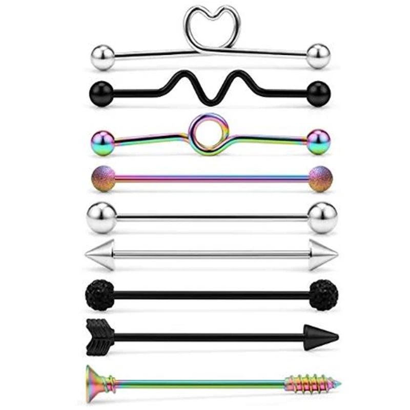 14 г 38 мм нержавеющая сталь промышленные серьги-штанги хрящевая спираль-раковины