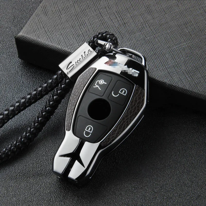 BLACK ROPE A Автомобильный чехол для ключей, брелок для Mercedes Benz W203 W210 W211 W124 W202 W204 W212 W176 AMG GLC 260 C200 CLA GLA 200, автомобильные аксессуары - Название цвета: BLACK ROPE A