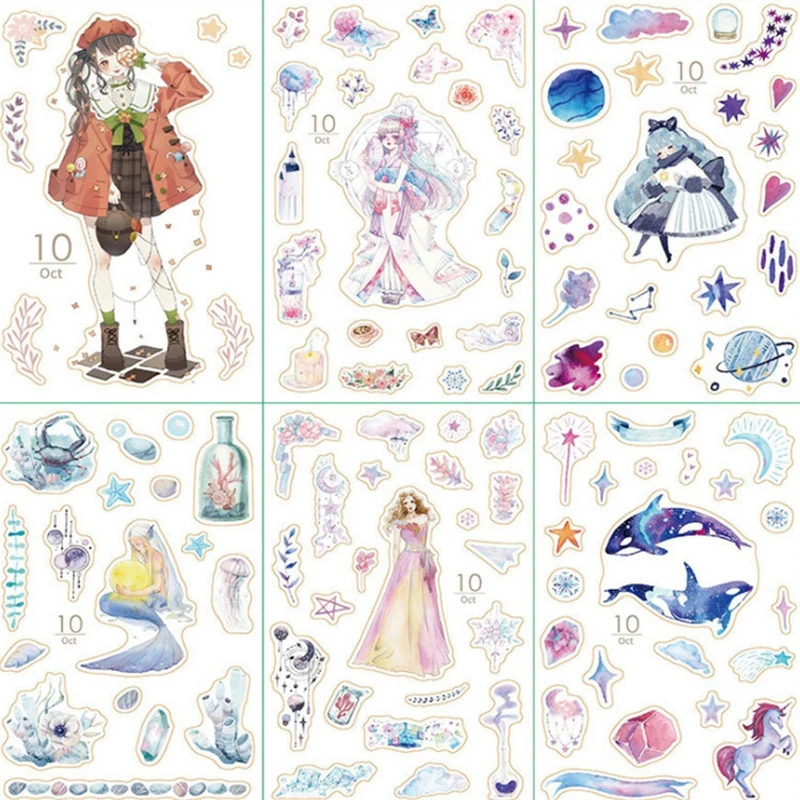 Девушка наклейки месяц мультфильм подарок аниме пакет мобильный телефон дневник