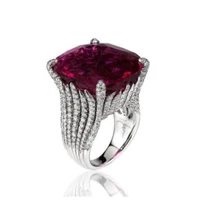 luxury trendy 1214mm ruby ring for women charms geometry classic platinum plating jewelry large gemstones banquet queen party