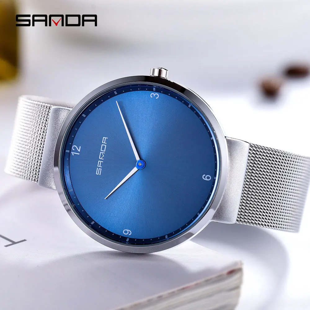 

SANDA Men's Simple Watches Men Fashion Casual Ultra Thin Wristwatches Waterproof Rose Gold Black male Clock Relogio Masculino