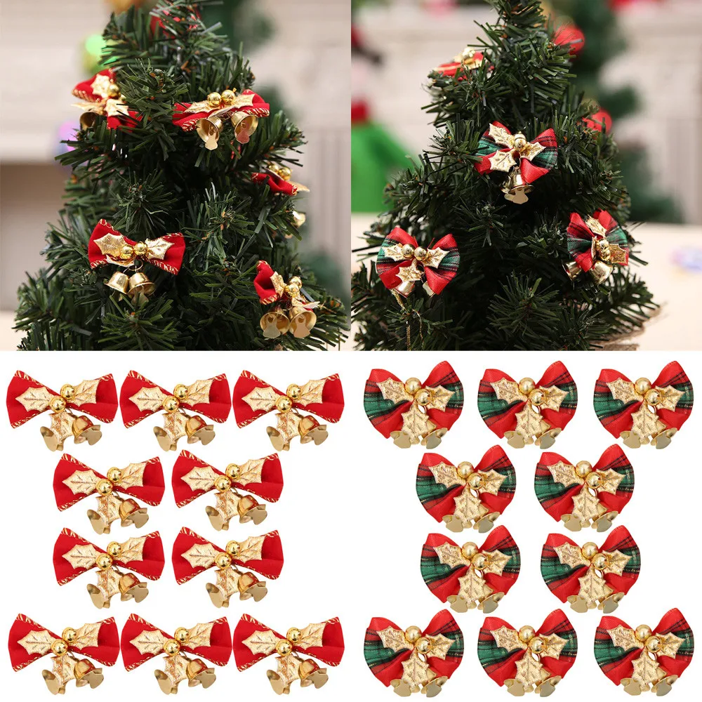 10 шт. украшения на рождественскую елку Рождественский бант колокольчик вечерние