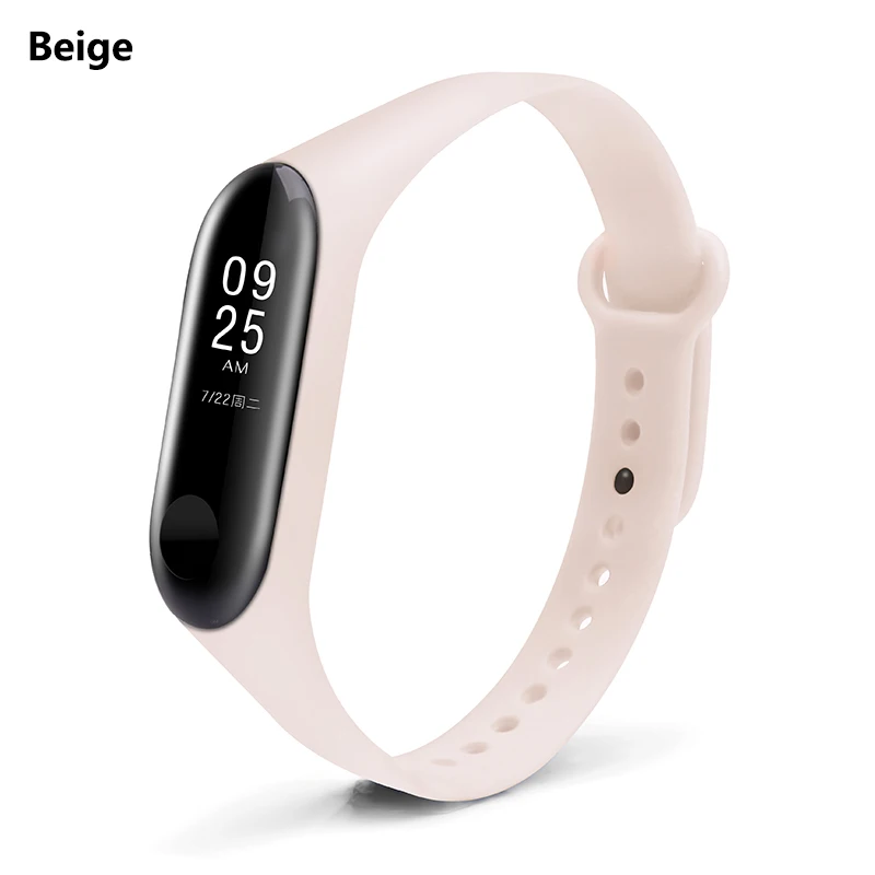 BOORUI новейший mi band 3 ремешок pulsera mi band 3 ремешок Силиконовый Модный ремешок на запястье Замена для xiaomi mi 3 Смарт-браслеты - Цвет: Beige