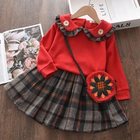 menoea baby girls clothing sets winter christmas party dresses suits for kids toddler sweater tops plaid skirts floral bag suits