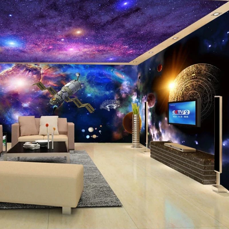 Starry sky wallpaper Galaxy dream 3D KTV decoration ceiling background wall cloth Internet cafe mural | Обустройство дома