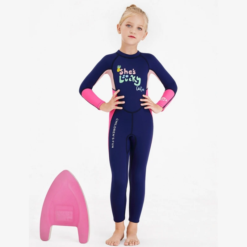 Детские купальники для девочек 2 5 мм непрерывного теплая дутая куртка с круглым и