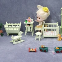 112 dollhouse miniature babys room furniture set crib baby closet high chair hobbyhorse 5pcs