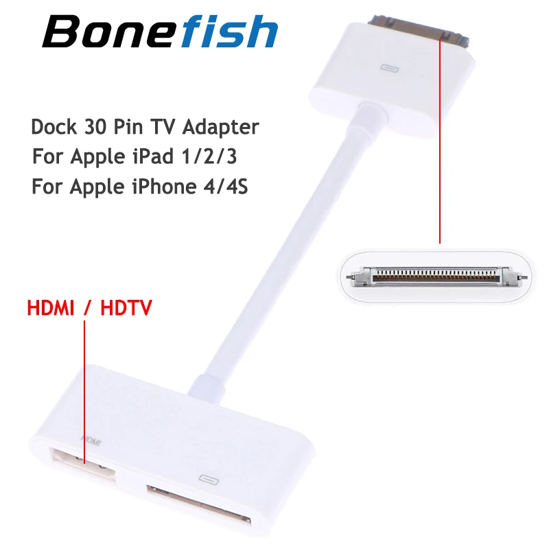 Dock 30 Pin Digital TV HDMI HDTV Adapter Converter Cable for Apple iPad 1 2 3 iPhone 4 4S m USB HD MI 30-Pin