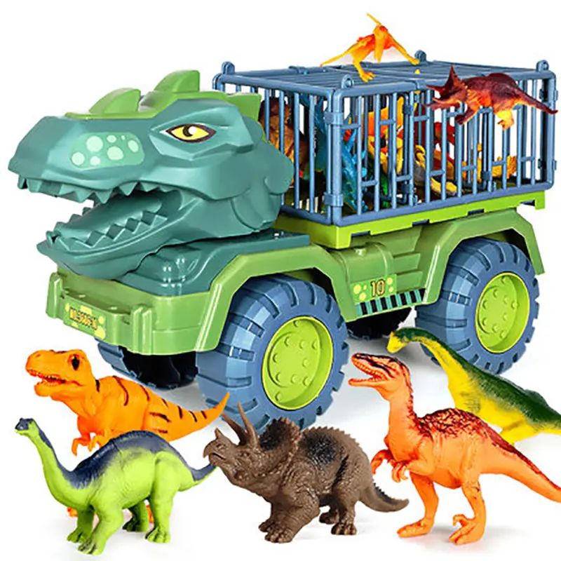Children Dinosaur Transport Car Oversized Inertial Cars Carrier Truck Toy Pull Back Vehicle Toy with Dinosaur Gift for Children new 34cm dinosaur toy car truck transport car toys dinosaur music glow inertial pull back car children carrier vehicle toy gifts