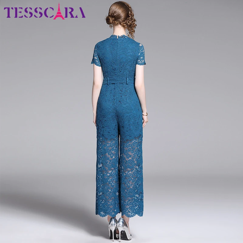 TESSCARA женский летний элегантный офисный кружевной комбинезон модные комбинезоны