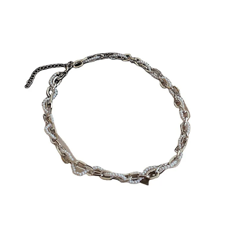 

LOVOACC Trendy Twisted Simulated Pearl Chokers Necklace for Women Hollow Chunky Link Chains Necklaces Wedding Party Accessories