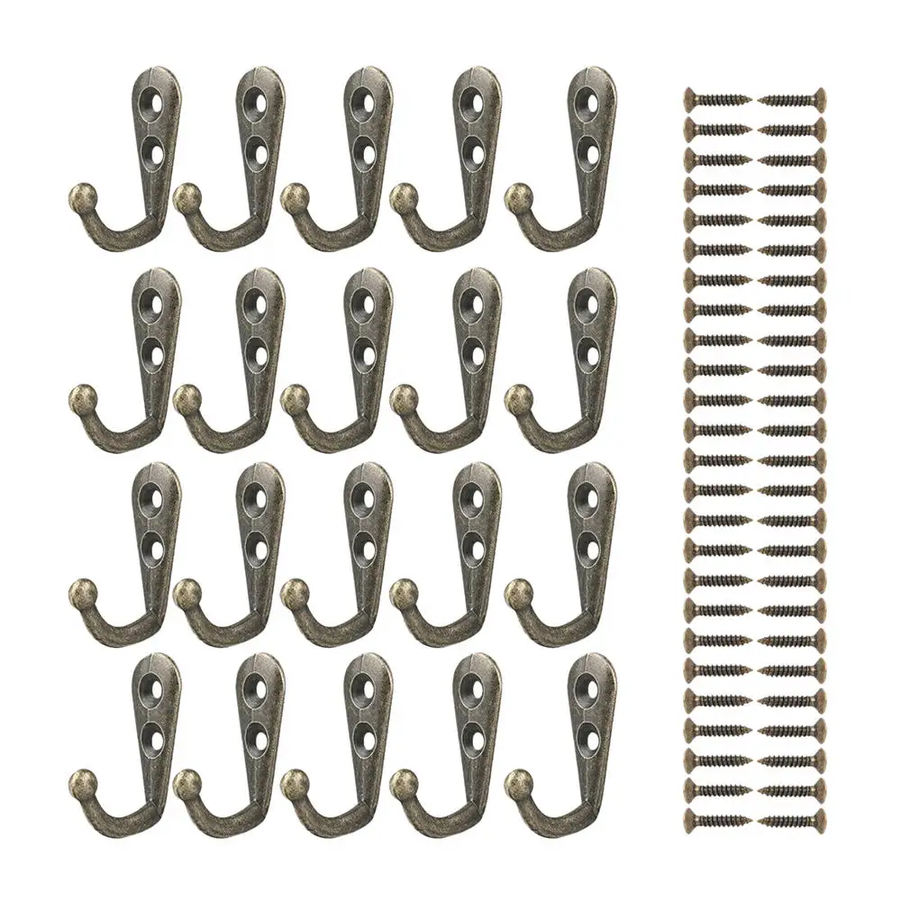 

20pcs Wall Mounted Hook Single Robe Coat Hat Holder Key Hanger With 40 Pieces Screws Home Storage Hook Organize