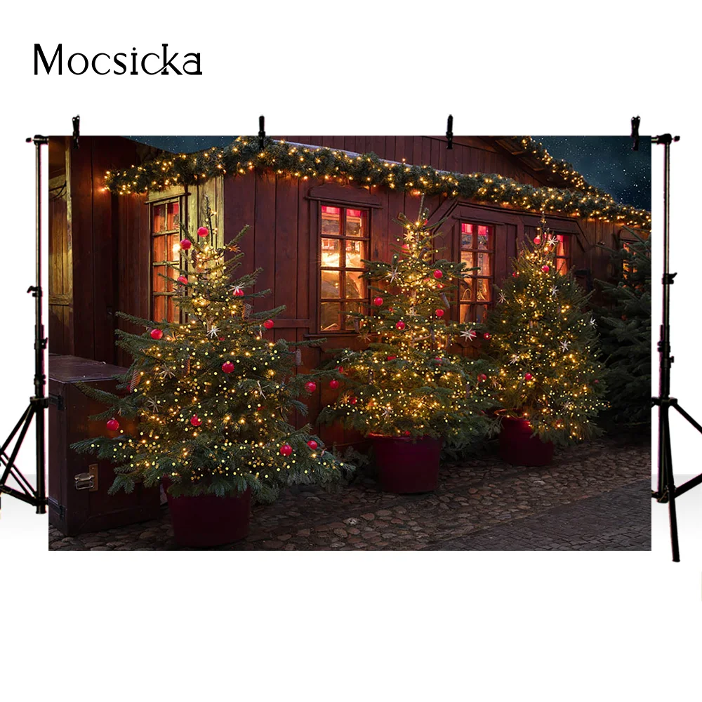 Фон для фотосъемки Рождественская елка ночь семейный дом фотобудка фон с