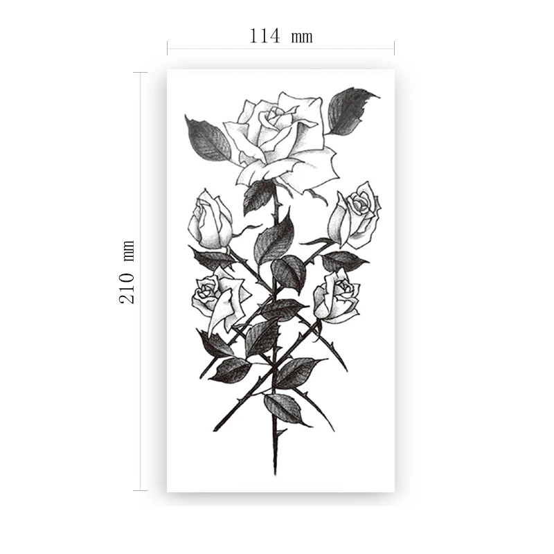 

Temporary Tattoo Sticker Sexy Barbed Bouquet of Roses Fake Tattoos Waterproof Tatoos Legs Arm Belly Large Size for Women Girl