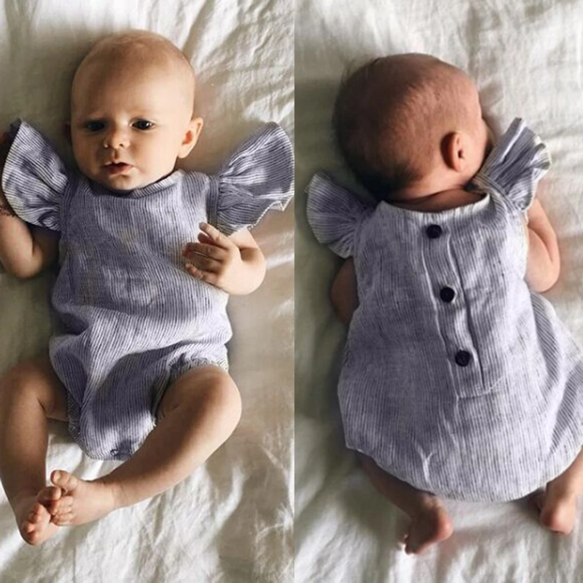 Осень зима 2019 комбинезон в Вертикальную Полоску для новорожденных летний костюм