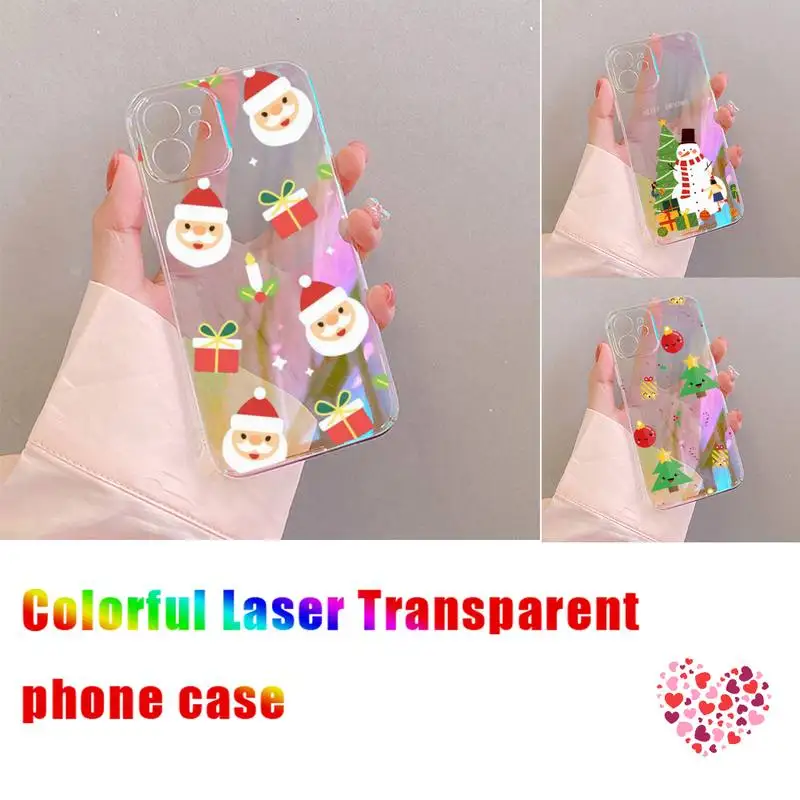 

Christmas Santa Phone Case for iPhone huawei mate 7 8 9 11 12 20 30 40 X XS XR MINI Pro Max Plus laser Transparent