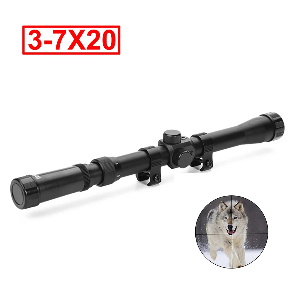 

Тактическая телескопическая оптическая винтовка 3-7X20 с крестообразной сеткой, прицел подходит для 11 мм рельсовых креплений для страйкбола, ...