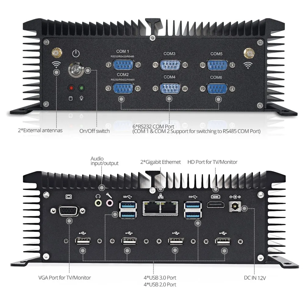 Мини автоматическое питание на компьютере Intel Core i5 i7 8250U 4500U 2* ddr4 32GB SIM 8-GPIO порт linux сервер wake on LAN маленький ПК 2,4G WiFi