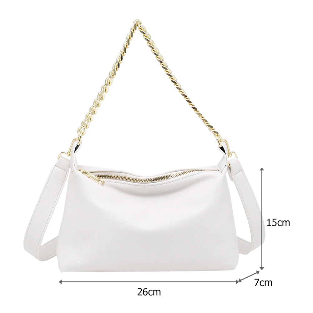 

Fashion Simple PU Leather Women Shoulder Totes Bag Female Portable Thick Chain Travel Crossbody Shopping Handbag