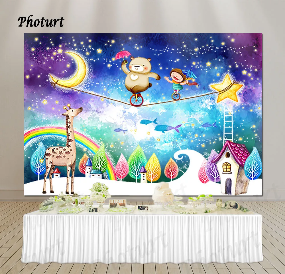 PHOTURT Фэнтези Сказочный фон для фотосъемки с изображением детей на день рождения