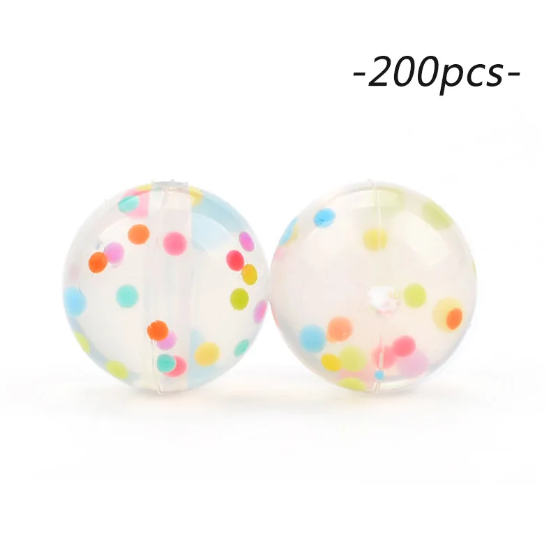 colorful gritty LOFCA 200 шт./лот, силиконовые бусины, 15 мм, Круглый прорезыватель, ожерелье, детский прорезыватель, игрушка, BPA бесплатно, сделай сам, жевательные подвески, аксессуары для новорожденных, кормящих - Цвет: colorful gritty