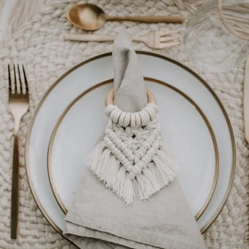 12 шт. набор колец для салфеток в стиле макраме |