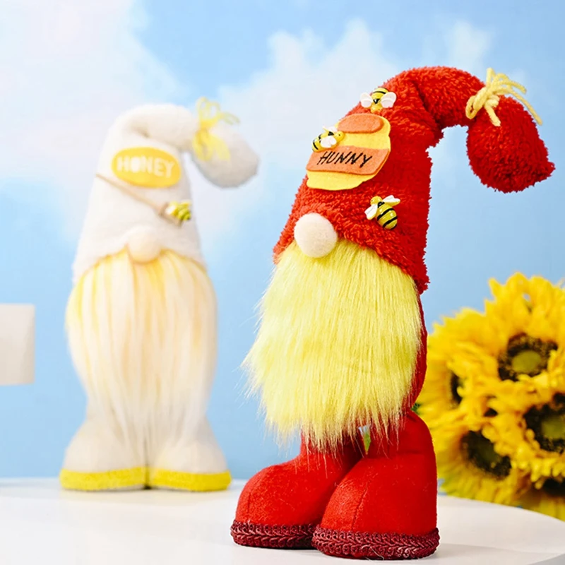 

2 Pcs Birthday Bee Gnomes Decoration, Handmade Faceless Doll Rudolph Plush Toy, Home Table Gnomes Decor Birthday Gift