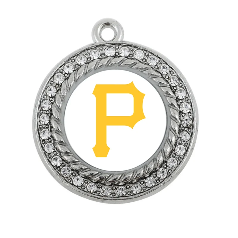 

NEW Baseball Pittsburgh Pirates team charm antique silver plated crystal jewelry