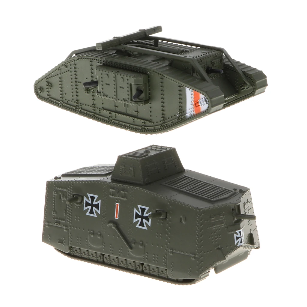 2pcs 1/100 WWI немецкий A7V Panzer Tank и Британия MK.IV женская модель танка игрушка| |