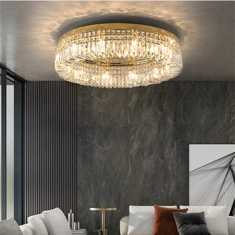 $139.80 Modern Living Room Led E14 Ceiling Lights Chrome / Gold Steel Ceiling Lamp Art Deco Lighting K9 Crystal Led Ceiling Mount Lamp