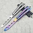 Складной нож-бабочка из нержавеющей стали, портативный тренировочный нож радужного цвета, ножи-бабочки для начинающих игр на открытом воздухе