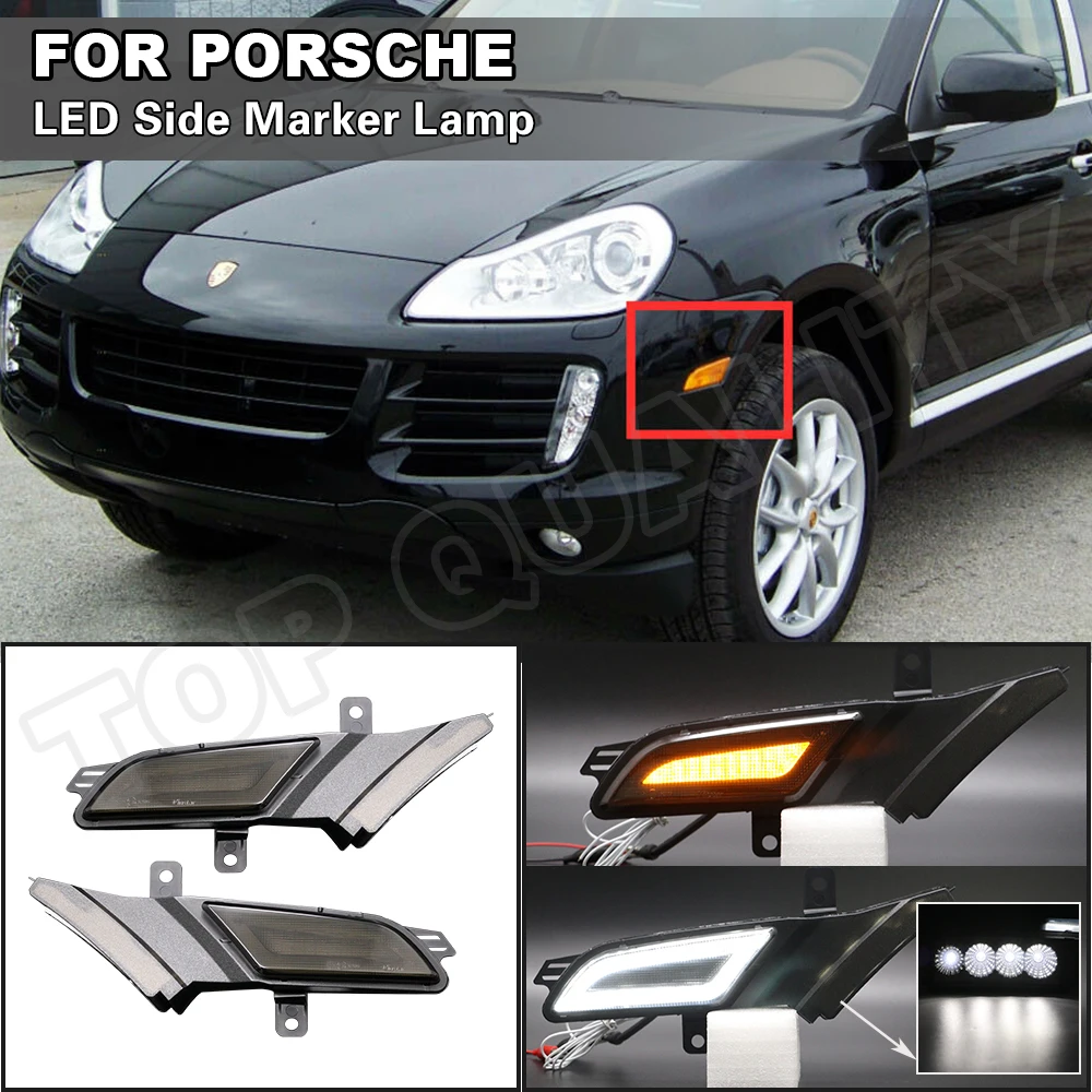 

Smoked Switchback LED Side Marker Light Turn Signal Lamp For Porsche Cayenne 957 Gen 2007-2010 White Amber Running Position Lamp