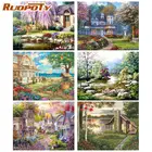 RUOPOTY масляная живопись по номерам, пейзаж, рисование на холсте, DIY картины по номерам, ручная роспись, художественные наборы, домашний декор