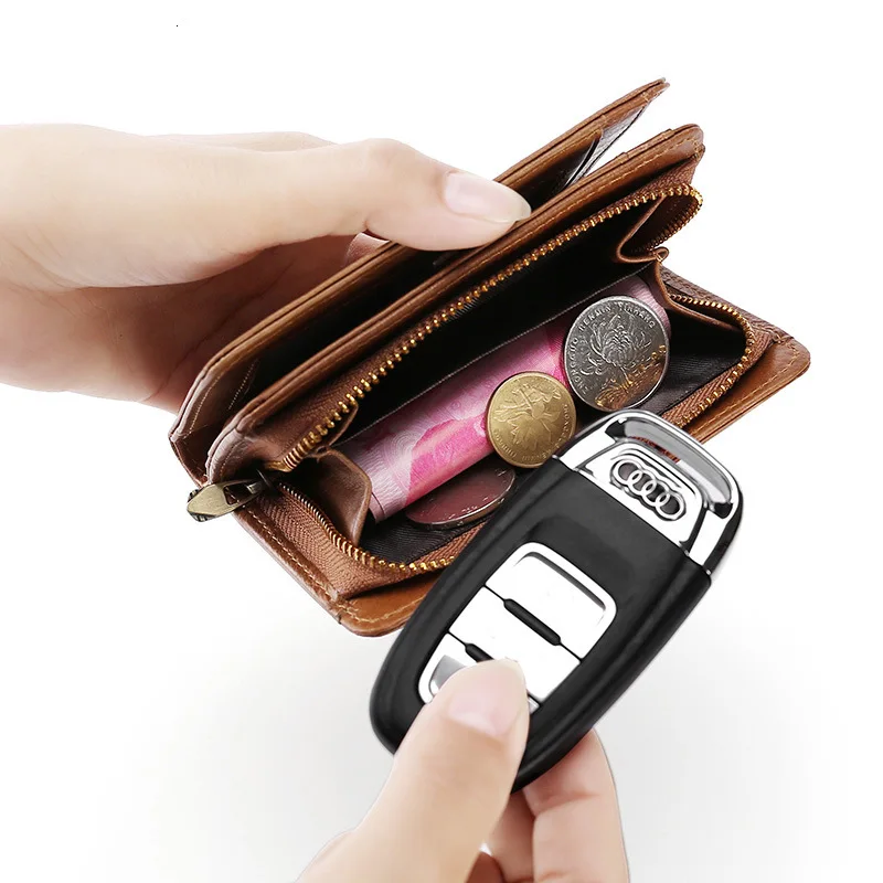 100% мужской кошелек из коровьей кожи модный двойной держатель для карт короткий