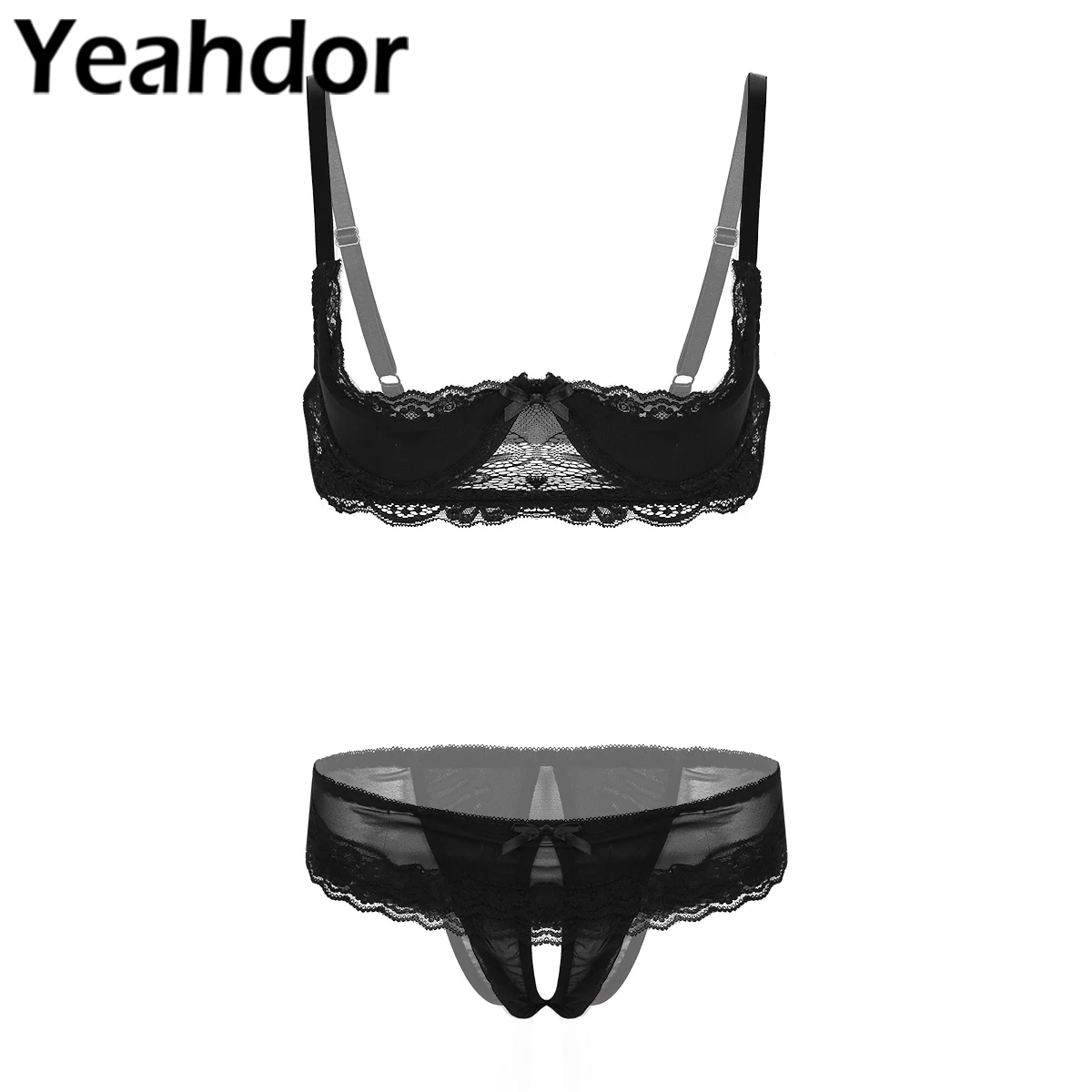 

Комплект женского кружевного нижнего белья, бюстгальтер без подкладки с регулируемыми бретелями, чашка 1/4, нижнее белье с низкой посадкой, т...