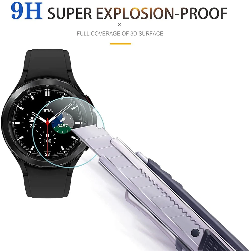4PCS Tempered Glass Film For Samsung Galaxy Watch 4 40mm 44mm Watch4 Classic 42mm 46mm HD Clear Full Screen Protector Film