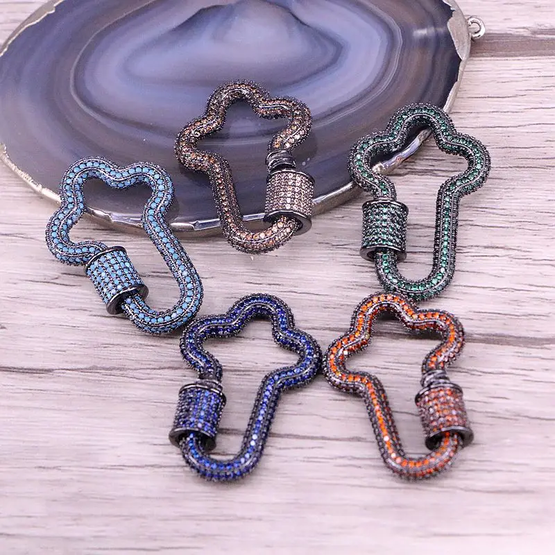 3 шт. медные застежки в форме сердца с фианитами|Ювелирная фурнитура и компоненты|